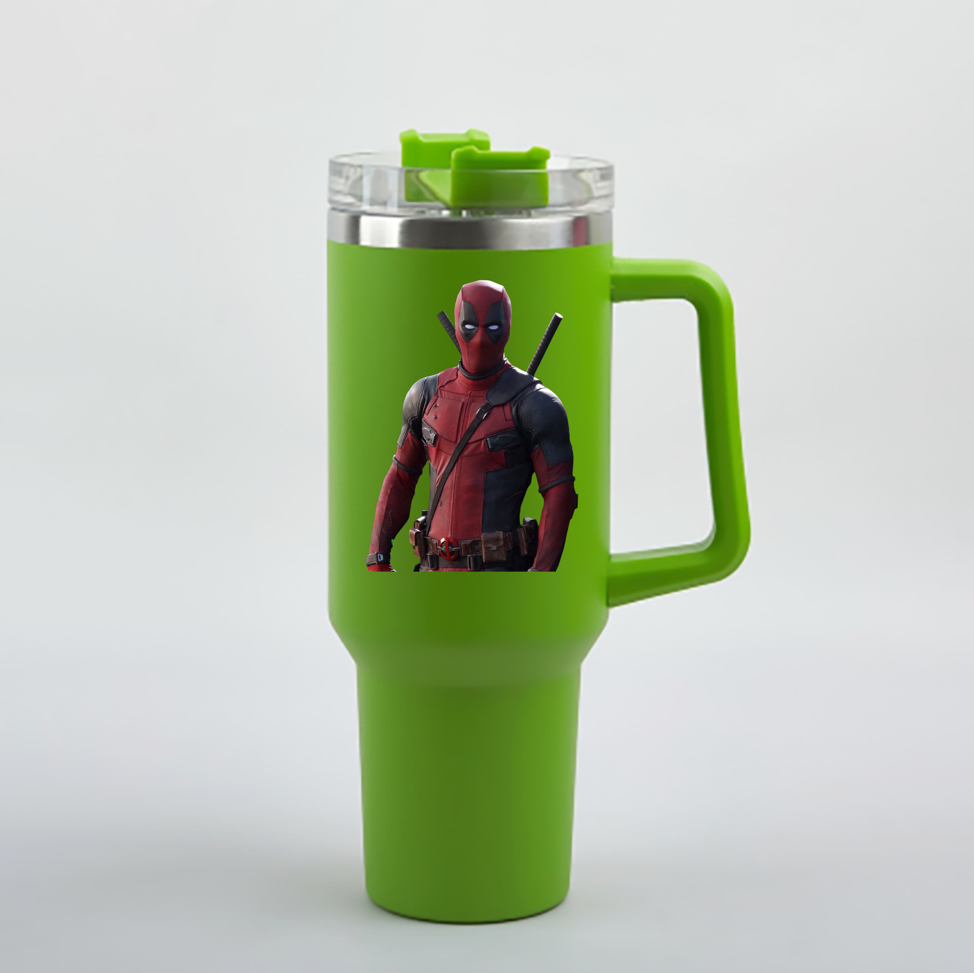 （画像用） Deadpool デッドプール 1200mL車用タンブラー - クリスタルステッカー（プラスチックストロー付き）